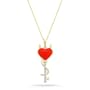 10k Yellow Gold Red Enamel Heart and Devil with Diamonds Key Pendant (0.03 cttw, I-J Color, I2-I3 Clarity), 18"