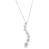 Sterling Silver 925 Cubic Zirconia CZ Curved Journey Pendant Necklace - Ideal Gift For Mother, For Her, Birthday, Anniversary, Bridal, Wedding, Engagement