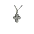 Cast Pewter 5/8" Four Way Cross Pendant with Bright Cut Accents. 18" Steel Chain.
