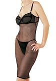 2PC Fishnet Mini Dress Sexy Lingerie Intimate Apparel with Underwire Bra Top and G-String
