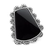 Black Agate and Sterling Trapezoid Hinge Bail Pendant