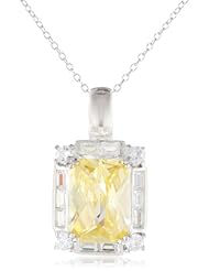 Sterling Silver Yellow and White Simulated Diamond Multi-Shaped Pendant Necklace, 18"