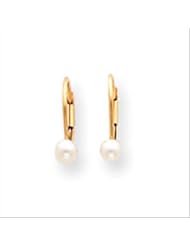 MadiK® Kids 14k Yellow Gold Polished 3mm Cultured Pearl Leverback Earrings
