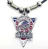 Buffalo Bills Leather Necklace w/Beads & Pewter Pendant - NFL Football Fan Shop Sports Team Merchandise