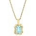 14k Yellow Gold Genuine Aquamarine Pendant w/Chain 16
