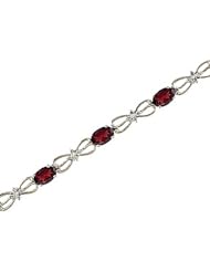 14kt Yellow Gold Oval Garnet and Diamond Bracelet