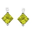 14K White Gold Peridot and Diamond Earrings