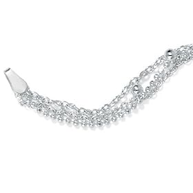 Silver 3-Strand Ankle Bracelet 10"