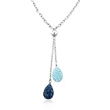 Swarovski Crystal Multi-Color Teardrop Drop Necklace in Sterling Silver 16