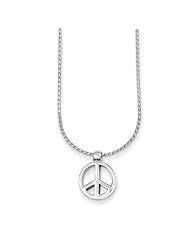 Sterling Silver Peace Sign Charm on 16in Chain Necklace. Metal Wt- 3g