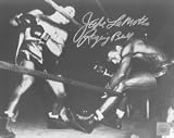 Jake Lamotta Signed 16X20 Photo - (Knocking Sugar Ray Robinson Through Ropes February 1943)
