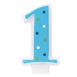 #1 Candle with Polka Dots (Blue) Party Accessory