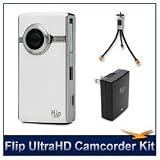 Flip Video UltraHD Camcorder (White), 120 Minutes Recording Time, 1280 x 720p HD MP4, 8GB Internal Memory, 2x Digital Zoom, 2 LCD, AA Battery Pack, Flip Video Power Adapter for Flip Ultra 2nd Gen, Flip Tripod for Flip Ultra and Mini Camcorders 31jUOevcfKL. SL160 Flip Video UltraHD Camcorder (White), 120 Minutes Recording Time, 1280 x 720p HD MP4, 8GB Internal Memory, 2x Digital Zoom, 2 LCD, AA Battery Pack, Flip Video Power Adapter for Flip Ultra 2nd Gen, Flip Tripod for Flip Ultra and Mini Camcorders