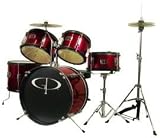 GP55 Child Size Junior Drum Set with Seat, Sticks & Cymbals - Red