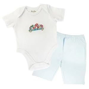 Funkoos 2-piece, Organic Circus Train Baby Boy Bodysuits and Baby Boy Pant Set, Newborn/Infant/Baby
