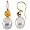 14K White Gold Paspaley South Sea Cultured Pearl and Citrine Earrings - 12.00mm