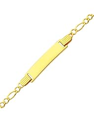 14K Yellow Gold 2.5mm Baby ID Figaro Bracelet with Lobster Claw Clasp - 6"Inches