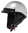 Skid Lid Classic Touring Solid Low Profile Motorcycle Half Helmet with Visor & Leather Ear Straps - Frontiercycle (Free U.S. Shipping) (XS, SILVER)