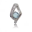 Blue Topaz and Diamond Art Pendant in 14 K White Gold