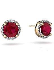 Created Ruby 14kt Yellow Gold Earrings