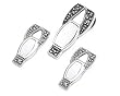 Sterling Silver Marcasite Pendant and Earrings Set - Mother of Pearl wiith Clear CZ
