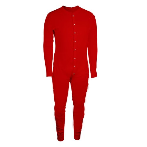 Essential Apparel Heavyweight Waffle Unionsuit-Medium (Red)