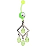 BIOPLAST Green HOLLOW DIAMOND CHANDELIER Belly Ring