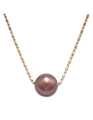 Chocolate Tahitian Pearl Necklace in 14K Rose Gold (9-10mm)