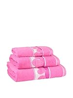 Flor De Algodón Juego De Toallas Corazones (Fucsia)