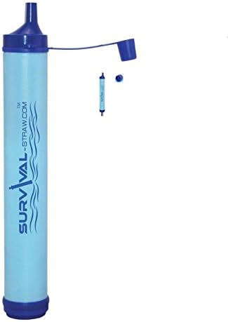 New Survival-Straw With Hydration Bag Connector, Syringe Cleaner and Small Hydro Bag. Easy To Use. Filters 50% More Than Most Other Water Filter Straws; 1,500 Liters of Pond & Stream Water.