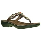 MINNETONKA BOCA THONG BROWN LEATHER W CORAL by Minnetonka