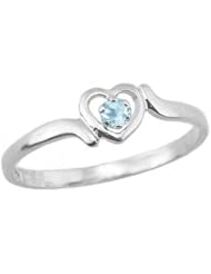 14K White Gold Teens Genuine March Birthstone Ring - Aquamarine