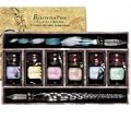 ProPassione Calligraphie assortiment de comprenant porte-plumes en verre, 6 couleurs d'encre en flacon de verre, contenu 21 ml, coffret cadeau