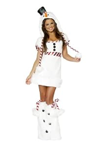 J. Valentine Women's Snowman Mini Dress, White/Red, Medium