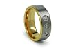 Titanium Ring Gold Plated with 3 CZ Satin-High Polish 8mm