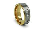 Titanium Ring Gold Plated with 3 CZ Satin-High Polish 8mm