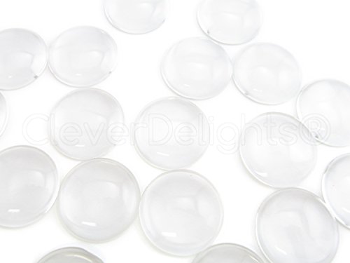 10 CleverDelights Round Glass Dome Cabochons - 1 inch - 25mm - Clear Magnifying Cabs - Dome Pendant Cab - For Cameo Pendants, Photo Jewelry, Rings, Necklaces - 1