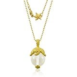 18K Gold over .925 Sterling Silver Starfish Claw Pendant with 16mm Round Rock Crystal on 30 1.5mm Bead Chain