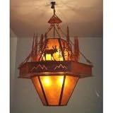 Meyda Tiffany 48in. Wide x 48in. High Moose/Trees Chandelier 14439