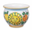 Handmade Large Cachepot with Sun and Fruit From Italy