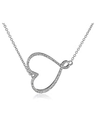 Sterling Silver Diamond-Accented Heart Pendant Necklace (0.05 cttw, I-J Color, I2-I3 Clarity), 17"