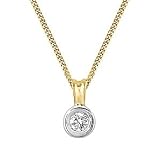 9ct Two Tone Diamond Pendant Chain 010cts