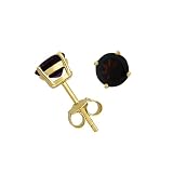 Gold Plated Sterling Silver 4mm Round Garnet Earrings