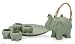 Celadon ceramic tea set, 'Trumpeting Elephants' (set for 4)