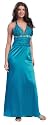 #1110 - BEST SELLER - Formal Evening Gown. Elegant Full Length Satin Finish Halter Style Dress outlined with rhinestones