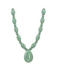 Oval and Round Jade Necklace with Large Jade Drop Center and 14K Yellow Gold Clasp