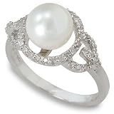 1/3ctw Diamond and Pearl Circle Ring