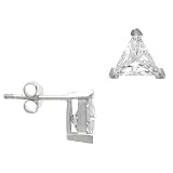 Large Sterling Silver Diamond Triangle Stud cz Earrings