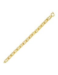 14K Yellow Gold Bracelet with Interlaced Textured Oval Links