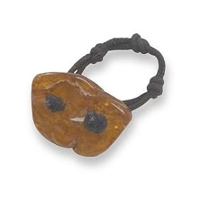 Baltic Amber Nugget Ring with Black Cord Band by 